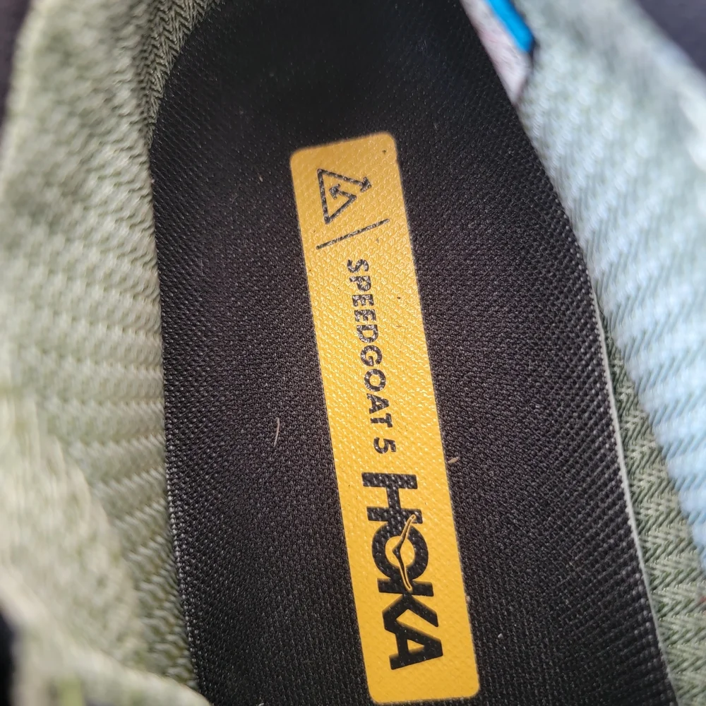 Hoka Speedgoat 5 Mid GTX Gore-Tex WATERPROOF Hiking Boots Black / Orange Yellow - Picture 10 of 12